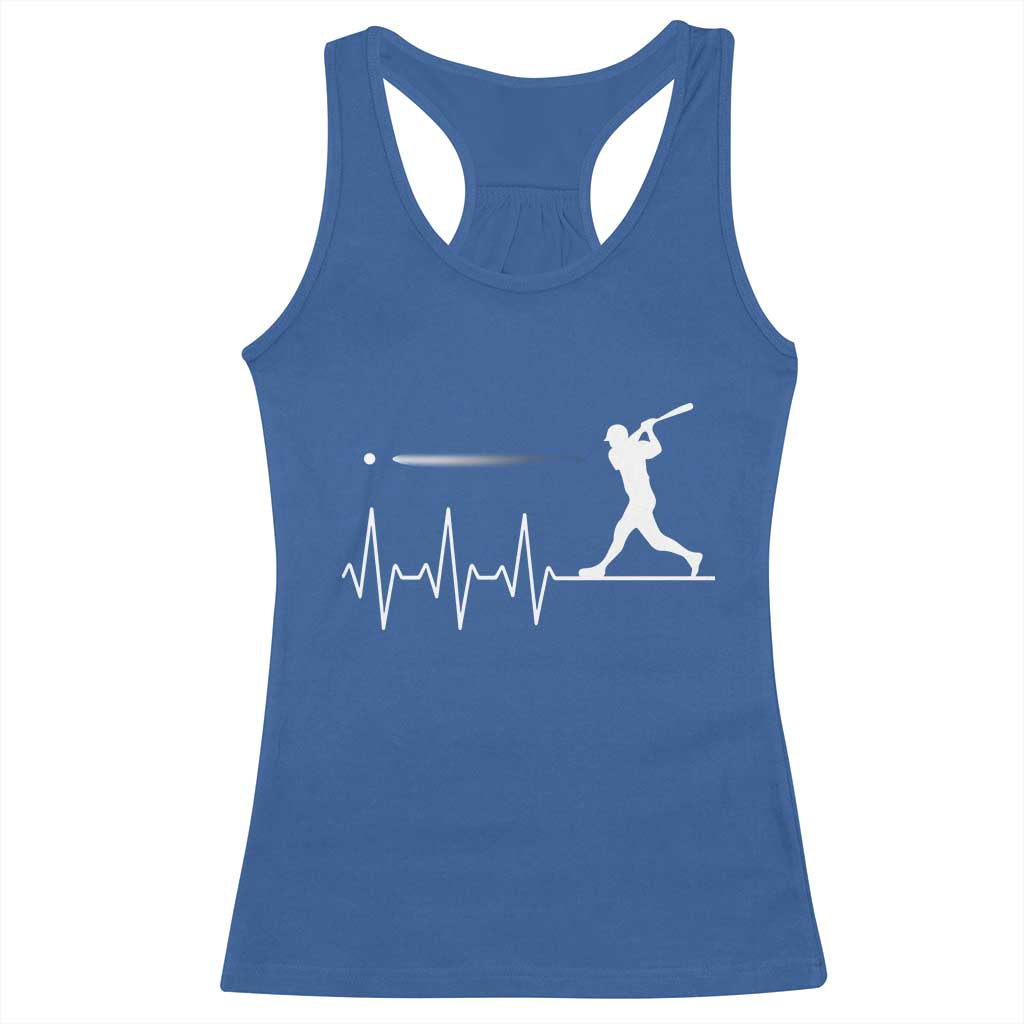 Baseball Heartbeat Line Racerback Tank Top Vintage Sports Lover Gift