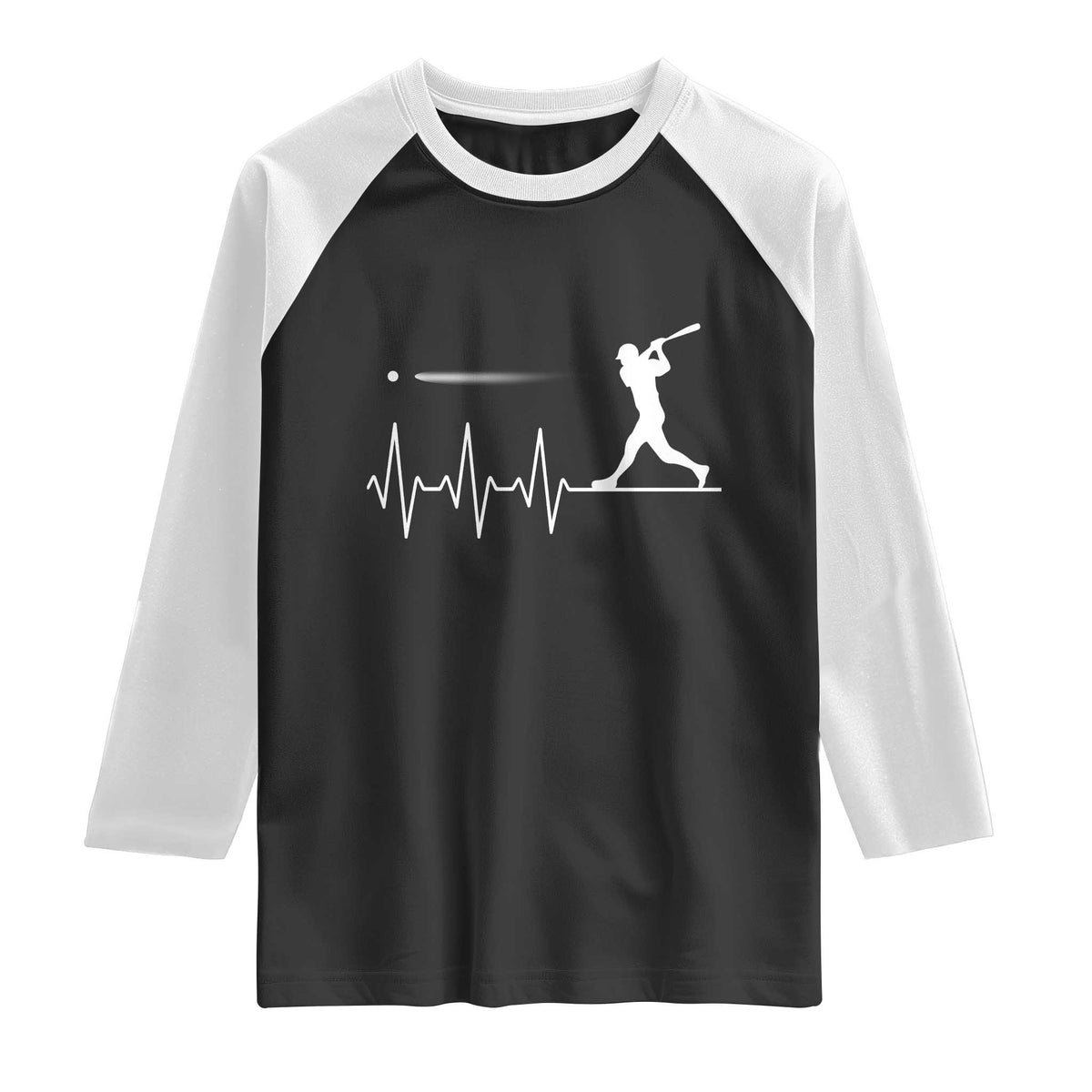 Baseball Heartbeat Line Raglan Shirt Vintage Sports Lover Gift
