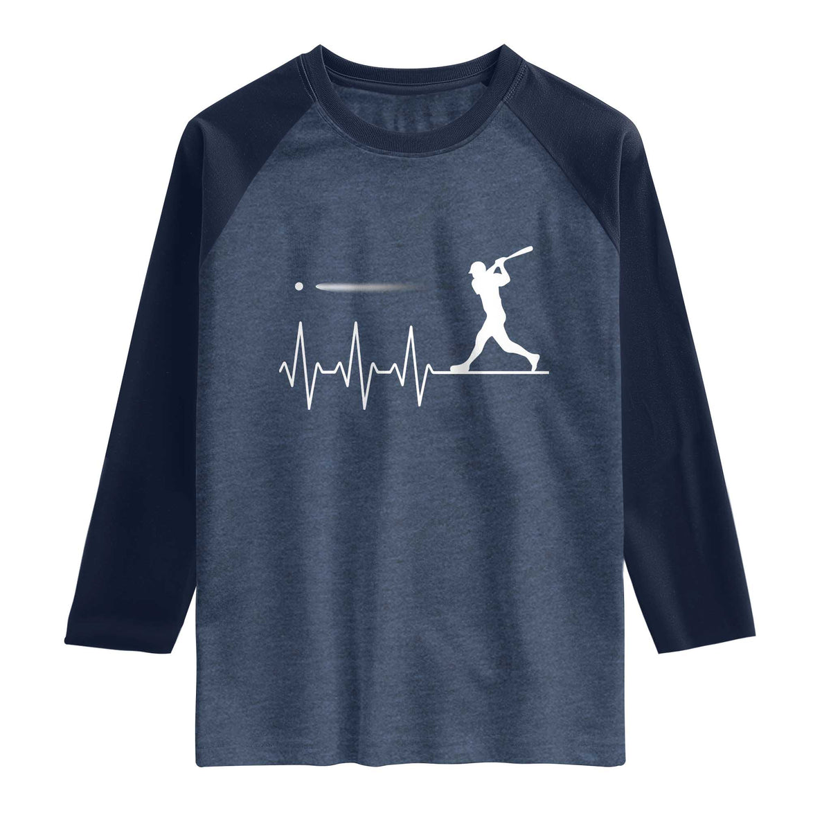 Baseball Heartbeat Line Raglan Shirt Vintage Sports Lover Gift