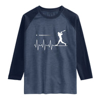 Baseball Heartbeat Line Raglan Shirt Vintage Sports Lover Gift