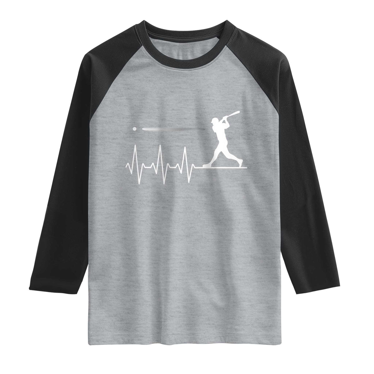 Baseball Heartbeat Line Raglan Shirt Vintage Sports Lover Gift