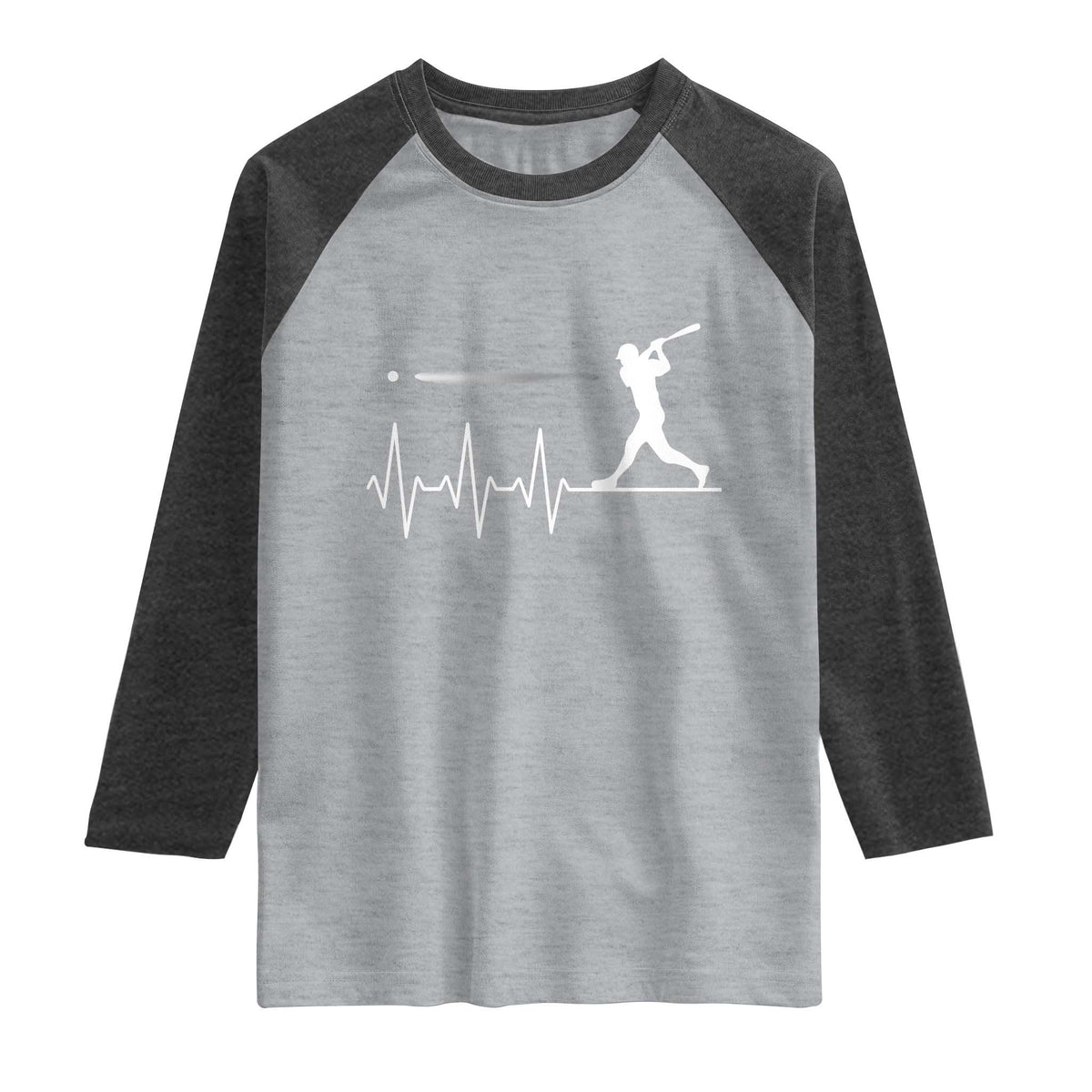 Baseball Heartbeat Line Raglan Shirt Vintage Sports Lover Gift