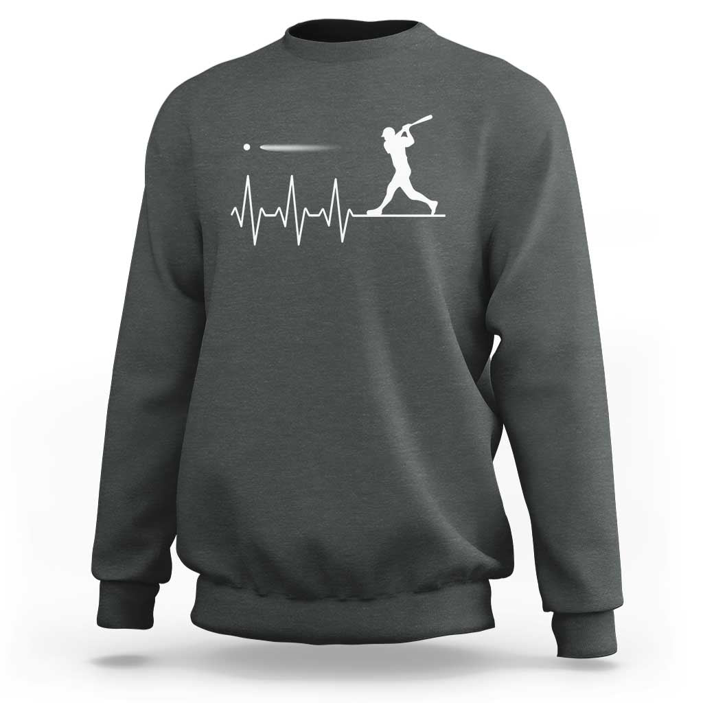 Baseball Heartbeat Line Sweatshirt Vintage Sports Lover Gift