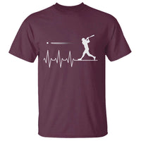 Baseball Heartbeat Line T Shirt Vintage Sports Lover Gift