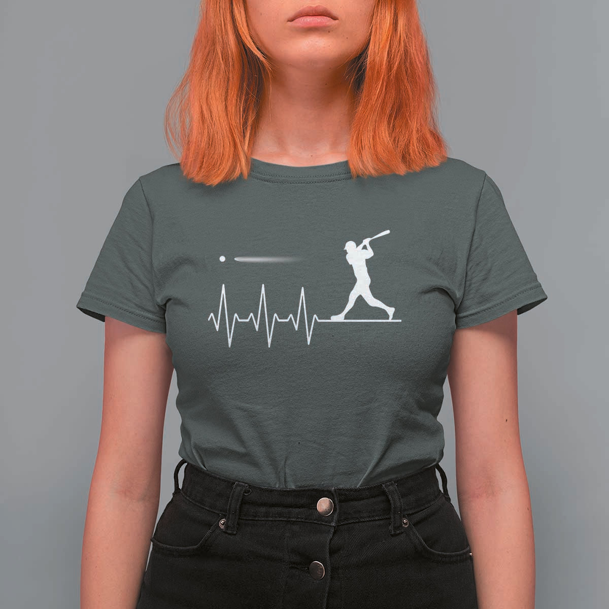 Baseball Heartbeat Line T Shirt For Women Vintage Sports Lover Gift