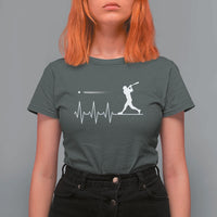 Baseball Heartbeat Line T Shirt For Women Vintage Sports Lover Gift