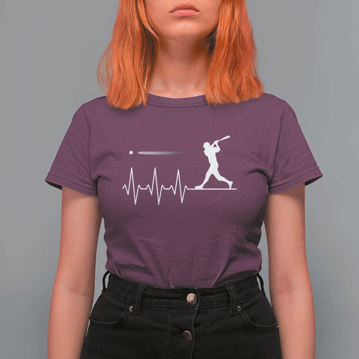 Baseball Heartbeat Line T Shirt For Women Vintage Sports Lover Gift