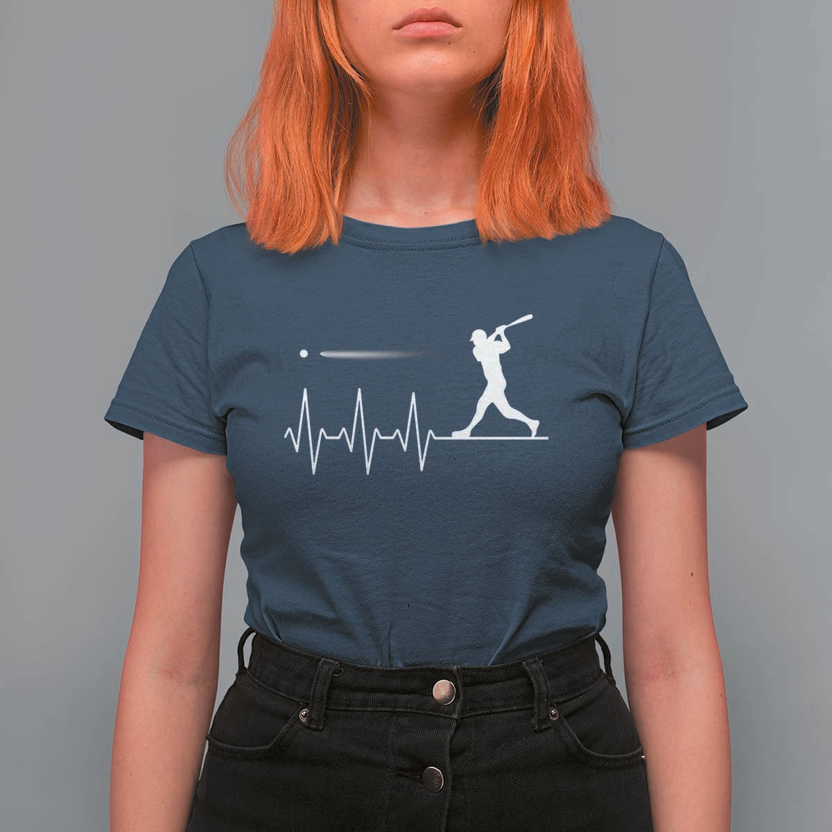 Baseball Heartbeat Line T Shirt For Women Vintage Sports Lover Gift
