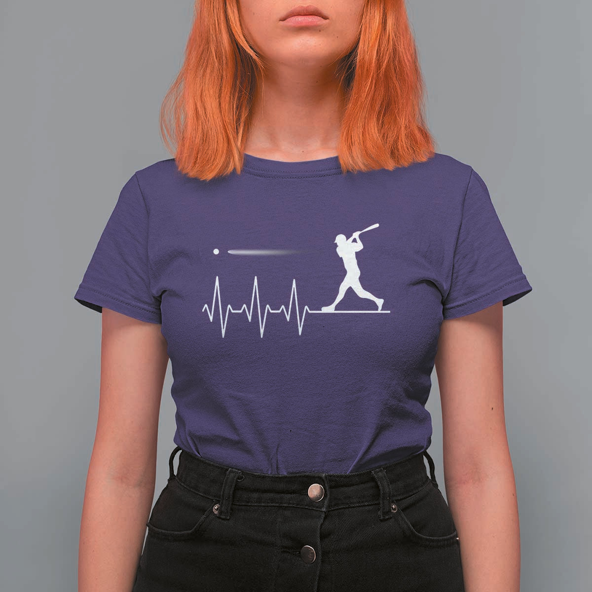 Baseball Heartbeat Line T Shirt For Women Vintage Sports Lover Gift