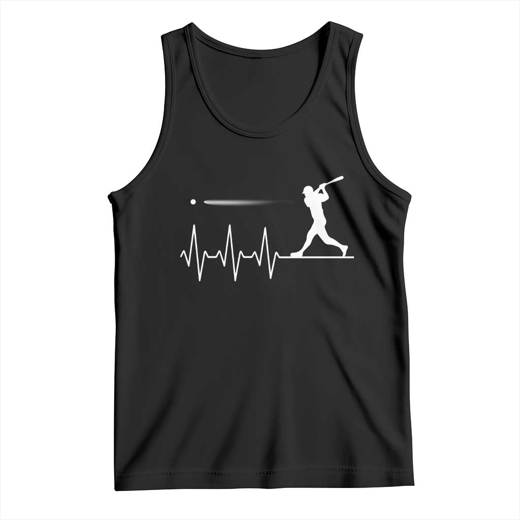 Baseball Heartbeat Line Tank Top Vintage Sports Lover Gift