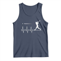 Baseball Heartbeat Line Tank Top Vintage Sports Lover Gift