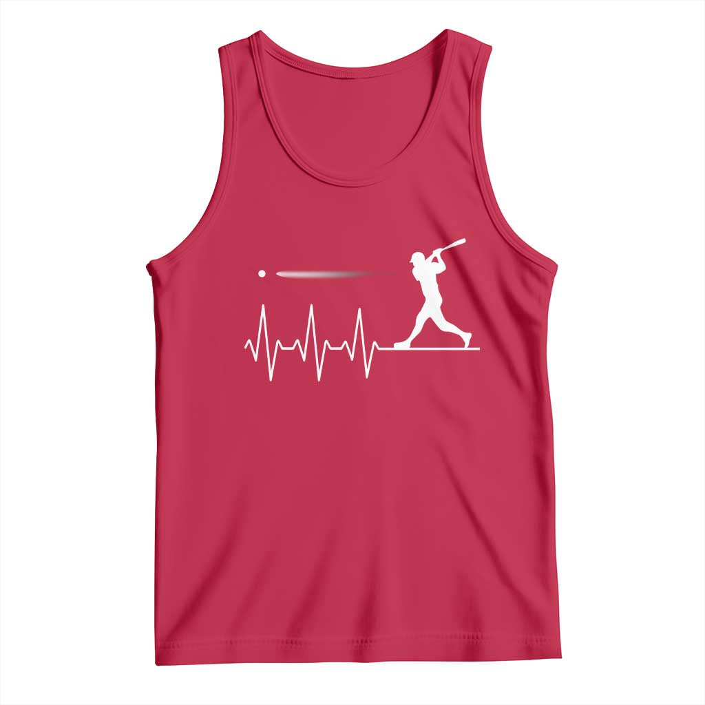 Baseball Heartbeat Line Tank Top Vintage Sports Lover Gift