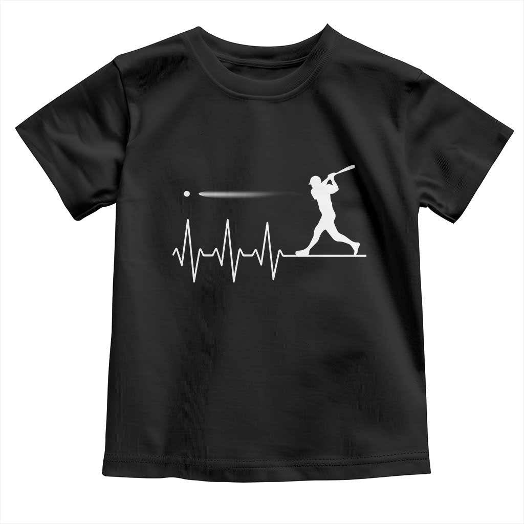 Baseball Heartbeat Line Toddler T Shirt Vintage Sports Lover Gift