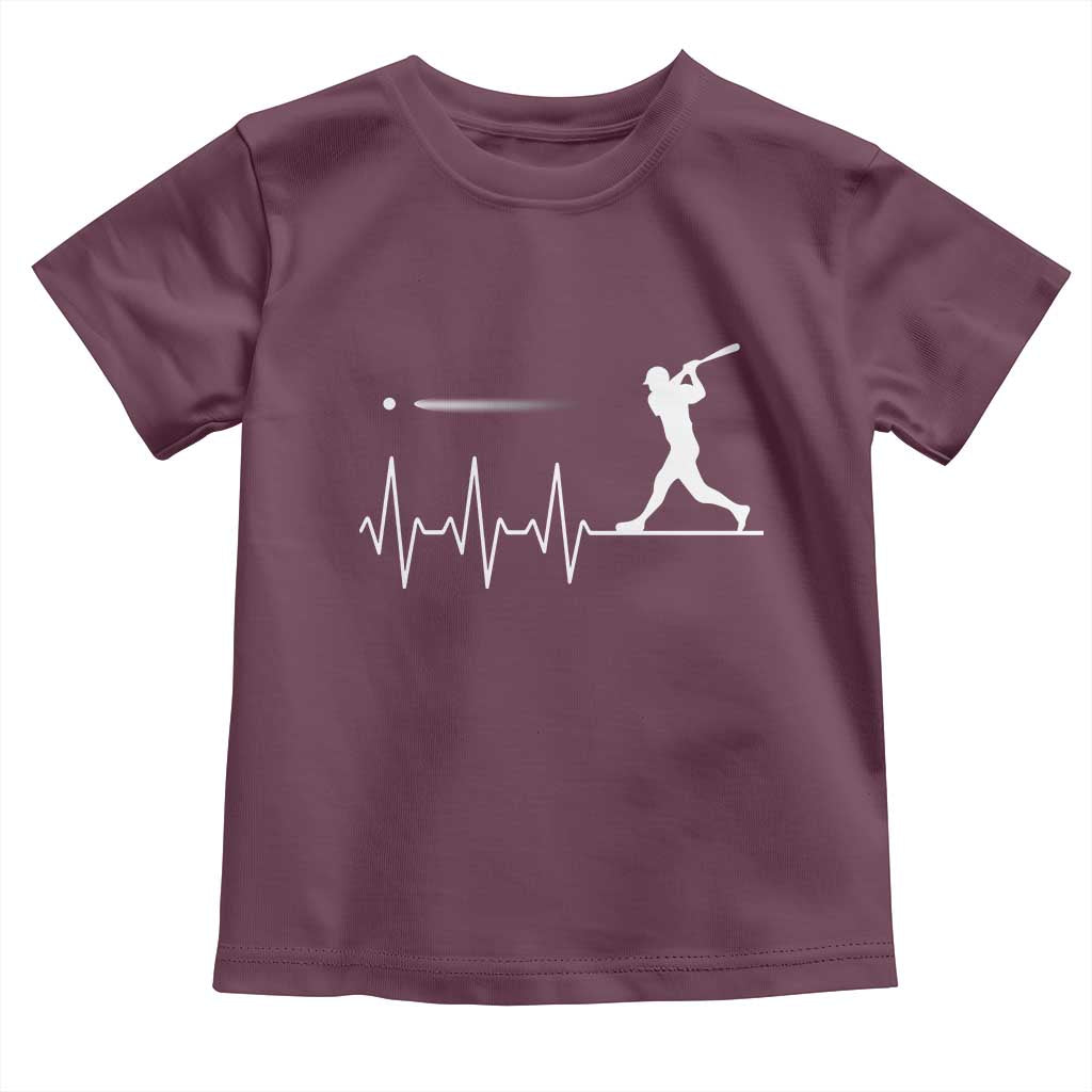 Baseball Heartbeat Line Toddler T Shirt Vintage Sports Lover Gift