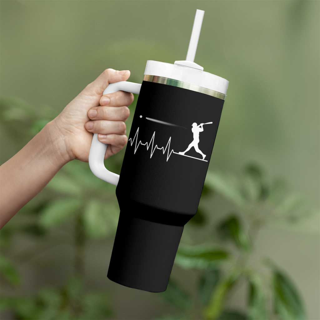 Baseball Heartbeat Line Tumbler With Handle Vintage Sports Lover Gift