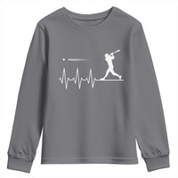 Baseball Heartbeat Line Youth Sweatshirt Vintage Sports Lover Gift