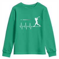 Baseball Heartbeat Line Youth Sweatshirt Vintage Sports Lover Gift