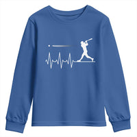 Baseball Heartbeat Line Youth Sweatshirt Vintage Sports Lover Gift
