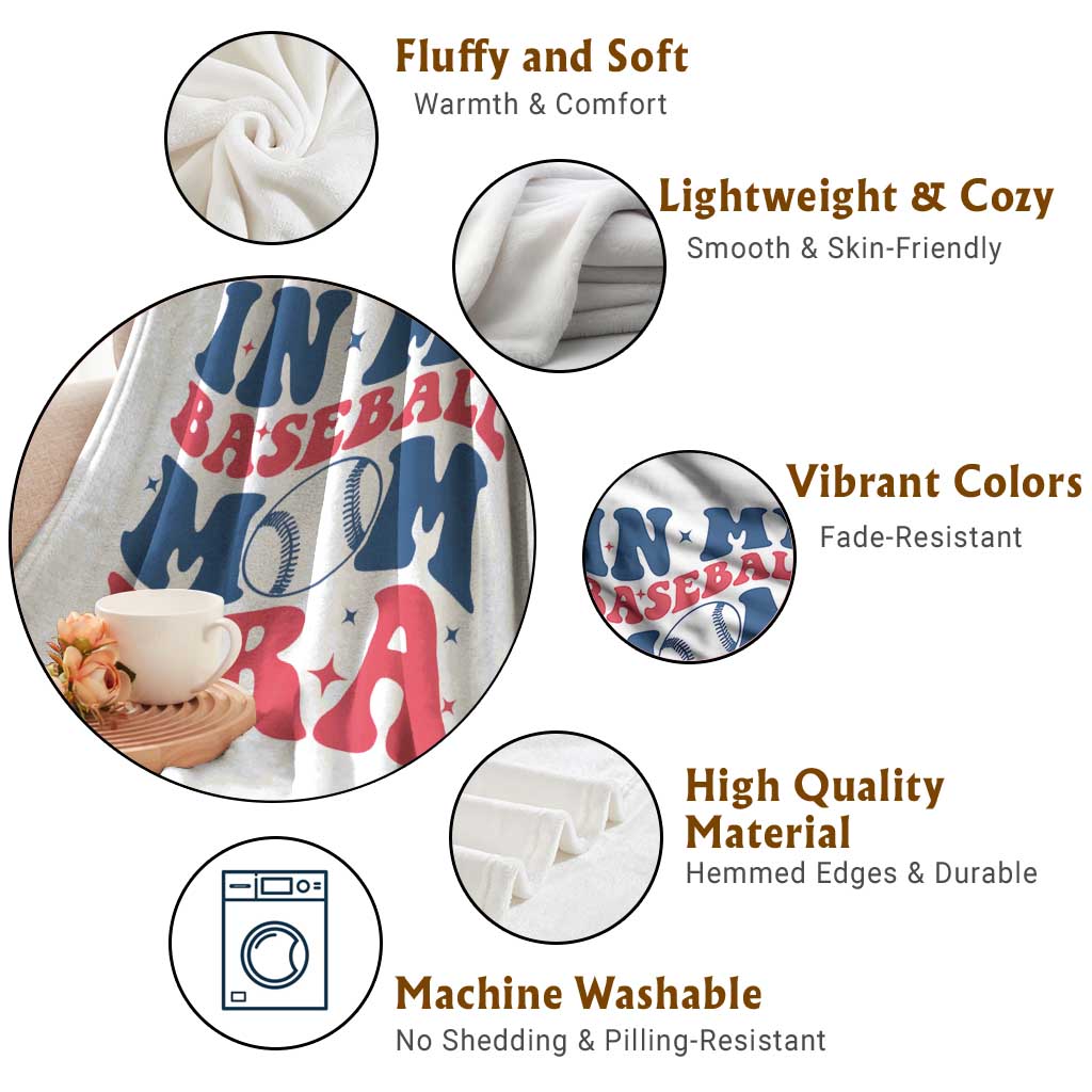 In My Baseball Mom Era Throw Blanket Game Day Sports Mom