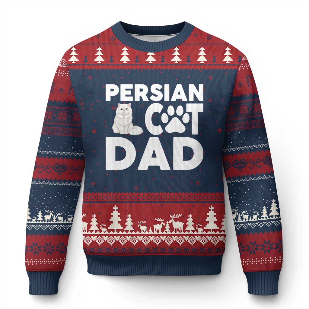 Proud Persian Cat Dad Ugly Christmas Sweater Funny Fluffy Cat Lover Gift