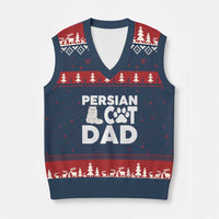 Proud Persian Cat Dad V-Neck Knit Sweater Vest Funny Fluffy Cat Lover Gift