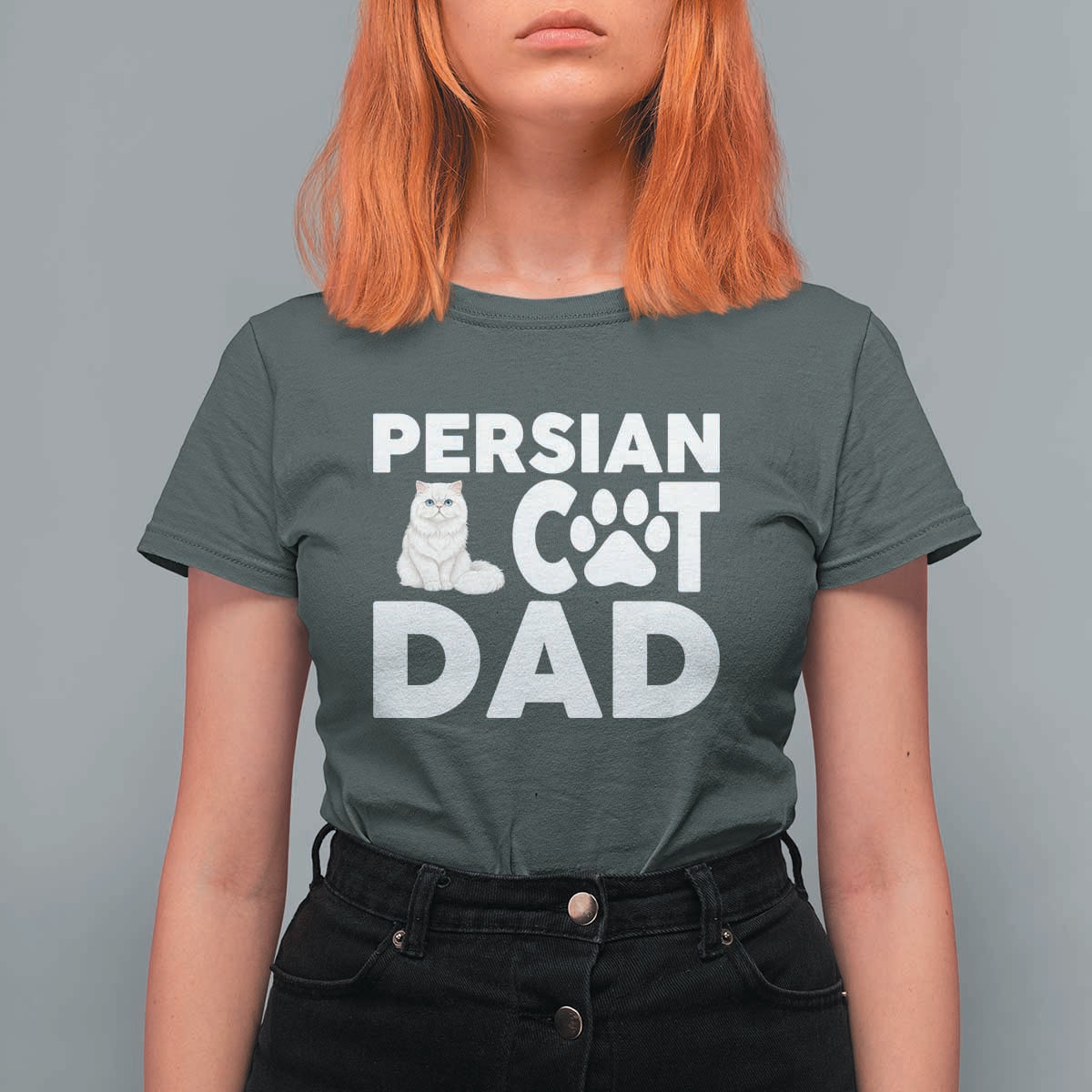 Proud Persian Cat Dad T Shirt For Women Funny Fluffy Cat Lover Gift