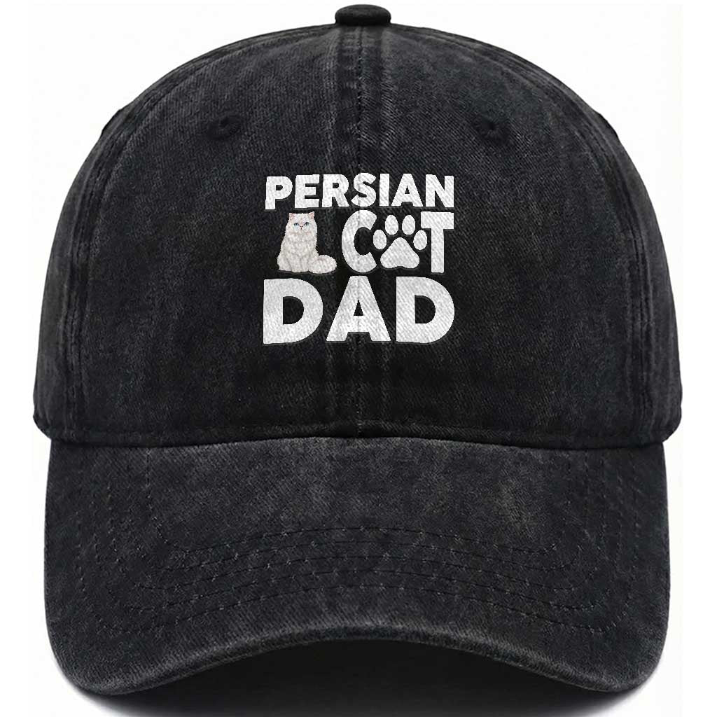 Proud Persian Cat Dad Washed Cotton Baseball Cap Funny Fluffy Cat Lover Gift