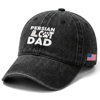 Proud Persian Cat Dad Washed Cotton Baseball Cap Funny Fluffy Cat Lover Gift