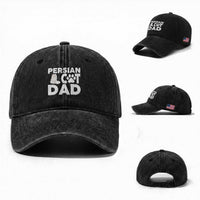Proud Persian Cat Dad Washed Cotton Baseball Cap Funny Fluffy Cat Lover Gift