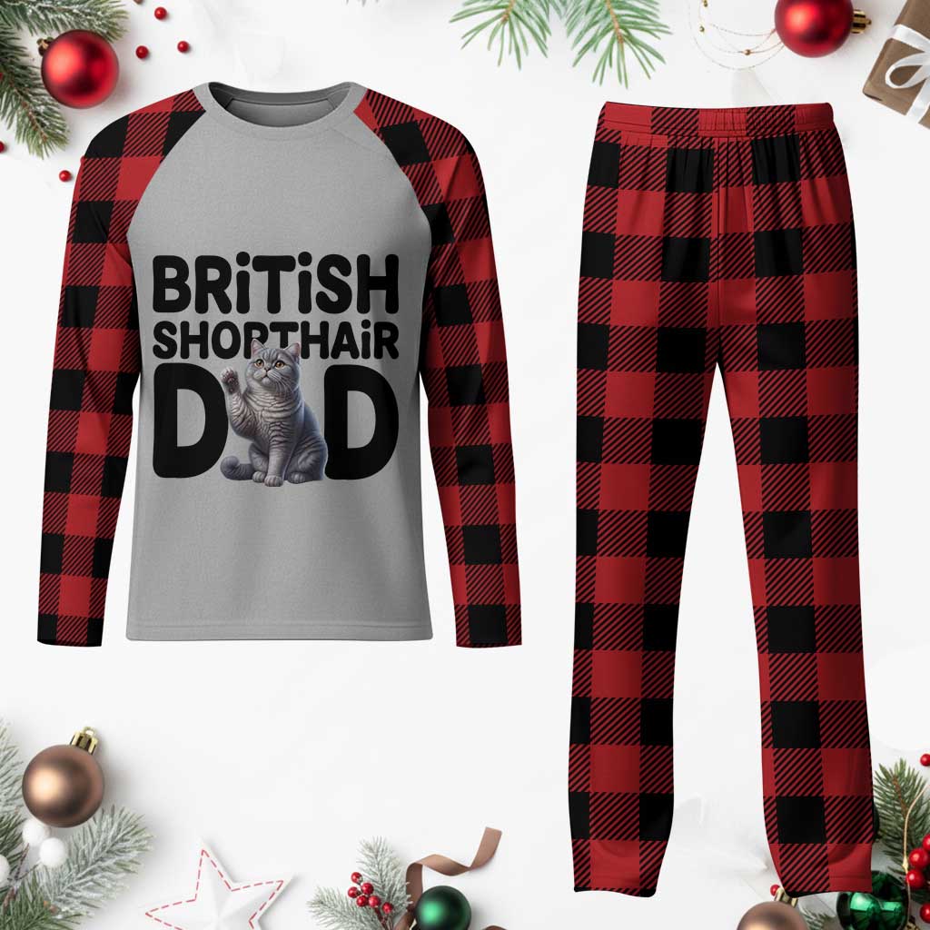 Proud British Shorthair Dad Plaid Pajama Set Cute Cat Fathers Day Gift