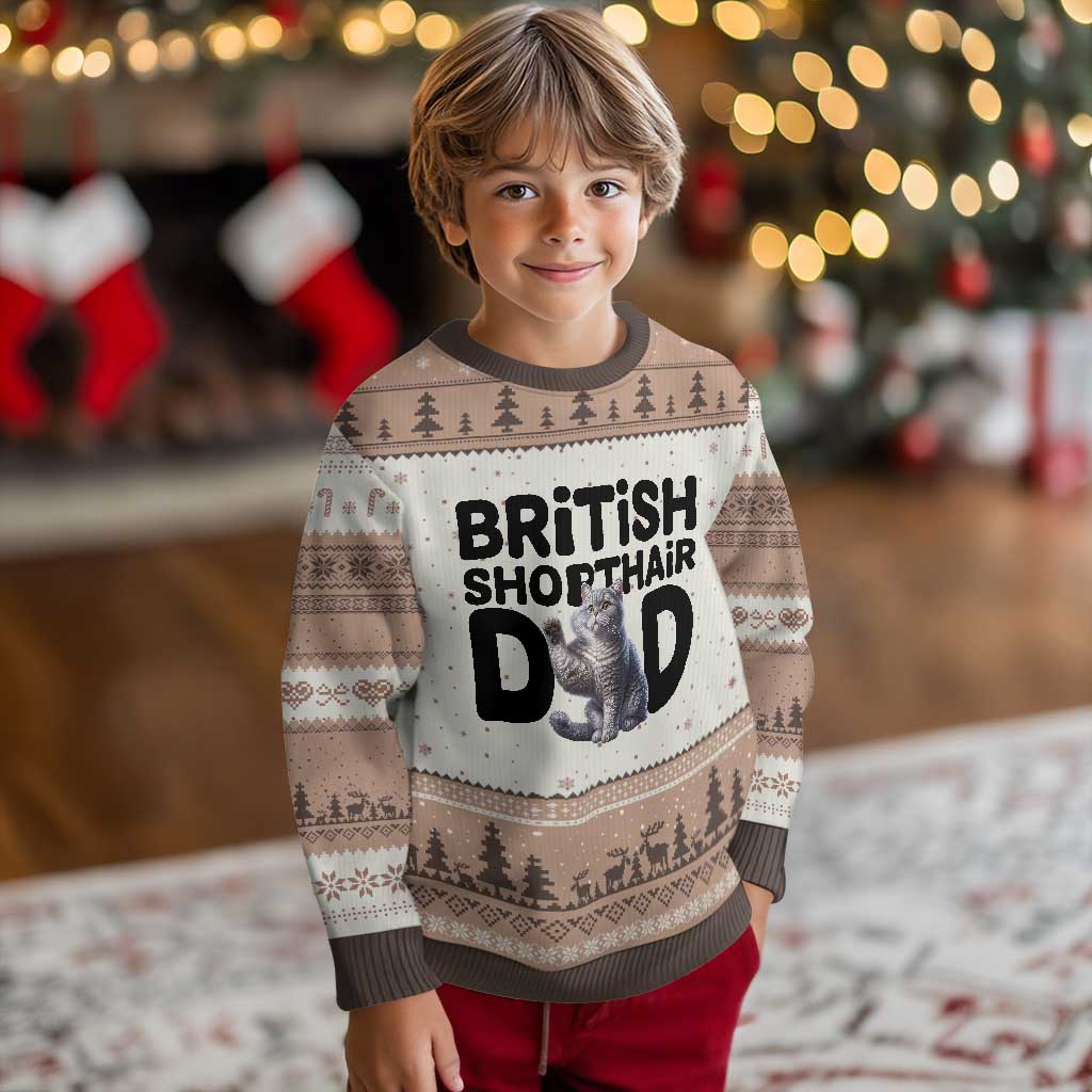 Proud British Shorthair Dad Ugly Christmas Sweater Cute Cat Fathers Day Gift