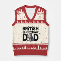Proud British Shorthair Dad V-Neck Knit Sweater Vest Cute Cat Fathers Day Gift