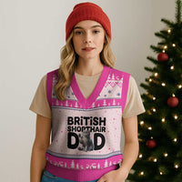 Proud British Shorthair Dad V-Neck Knit Sweater Vest Cute Cat Fathers Day Gift