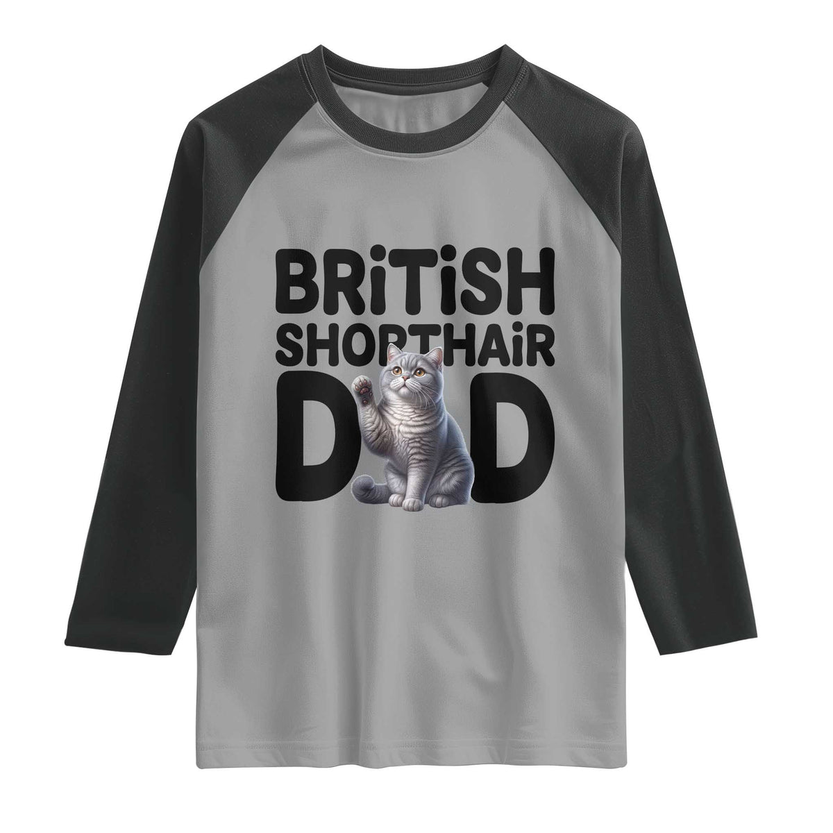 Proud British Shorthair Dad Raglan Shirt Cute Cat Fathers Day Gift