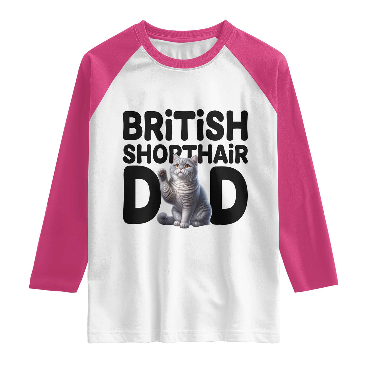 Proud British Shorthair Dad Raglan Shirt Cute Cat Fathers Day Gift