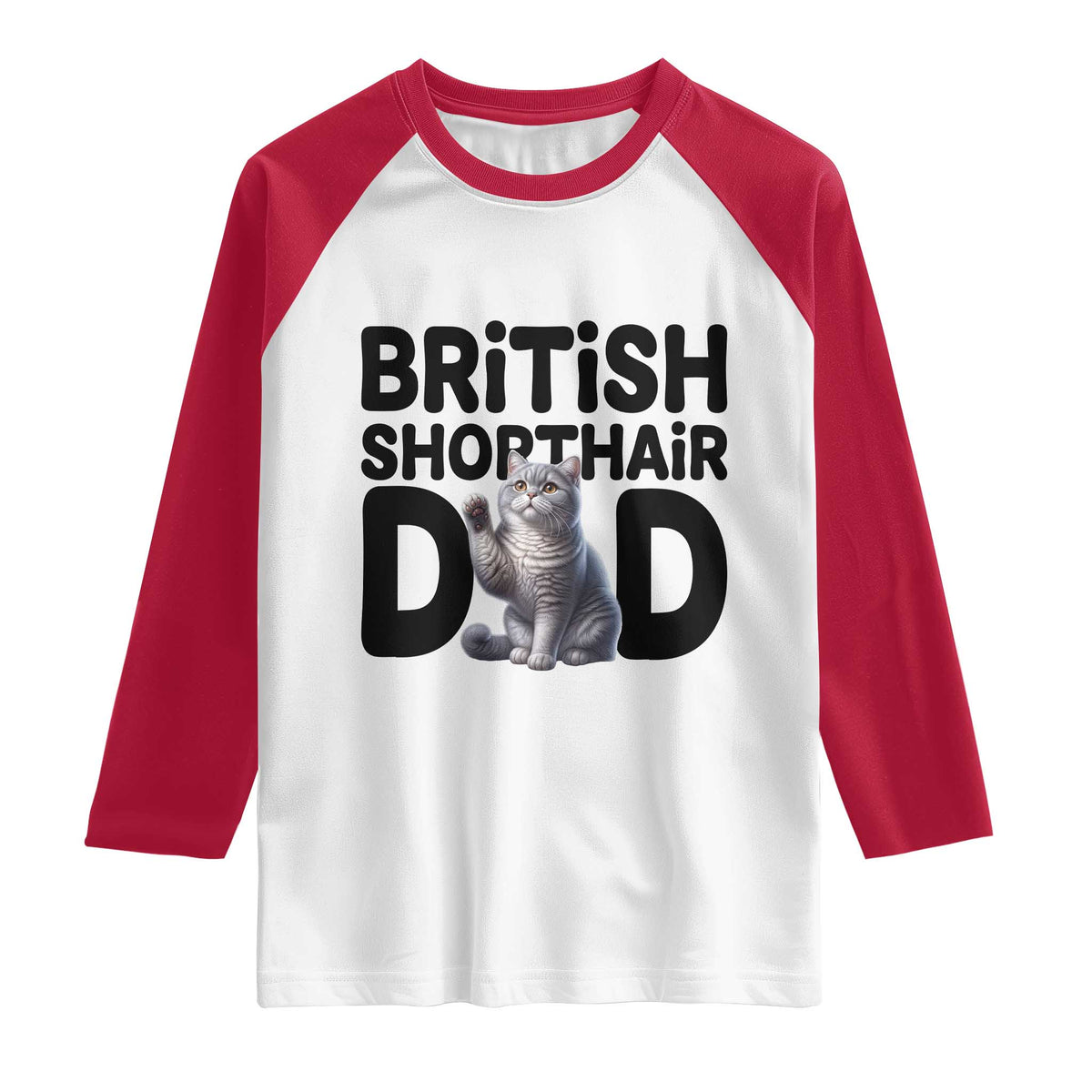 Proud British Shorthair Dad Raglan Shirt Cute Cat Fathers Day Gift