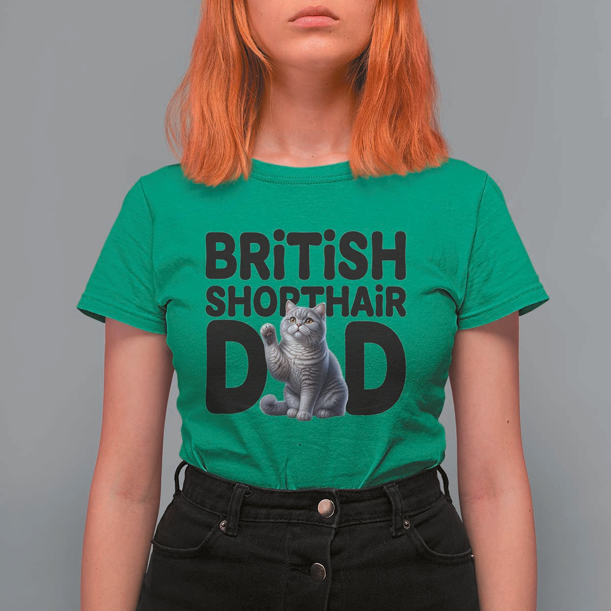 Proud British Shorthair Dad T Shirt For Women Cute Cat Fathers Day Gift
