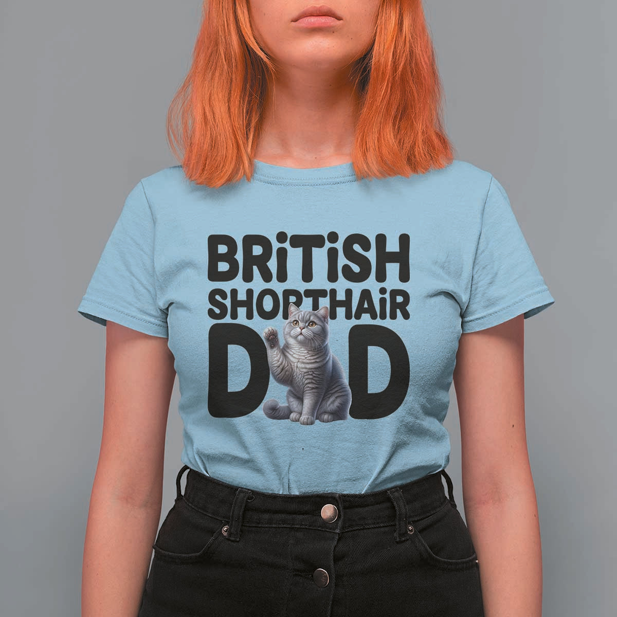 Proud British Shorthair Dad T Shirt For Women Cute Cat Fathers Day Gift