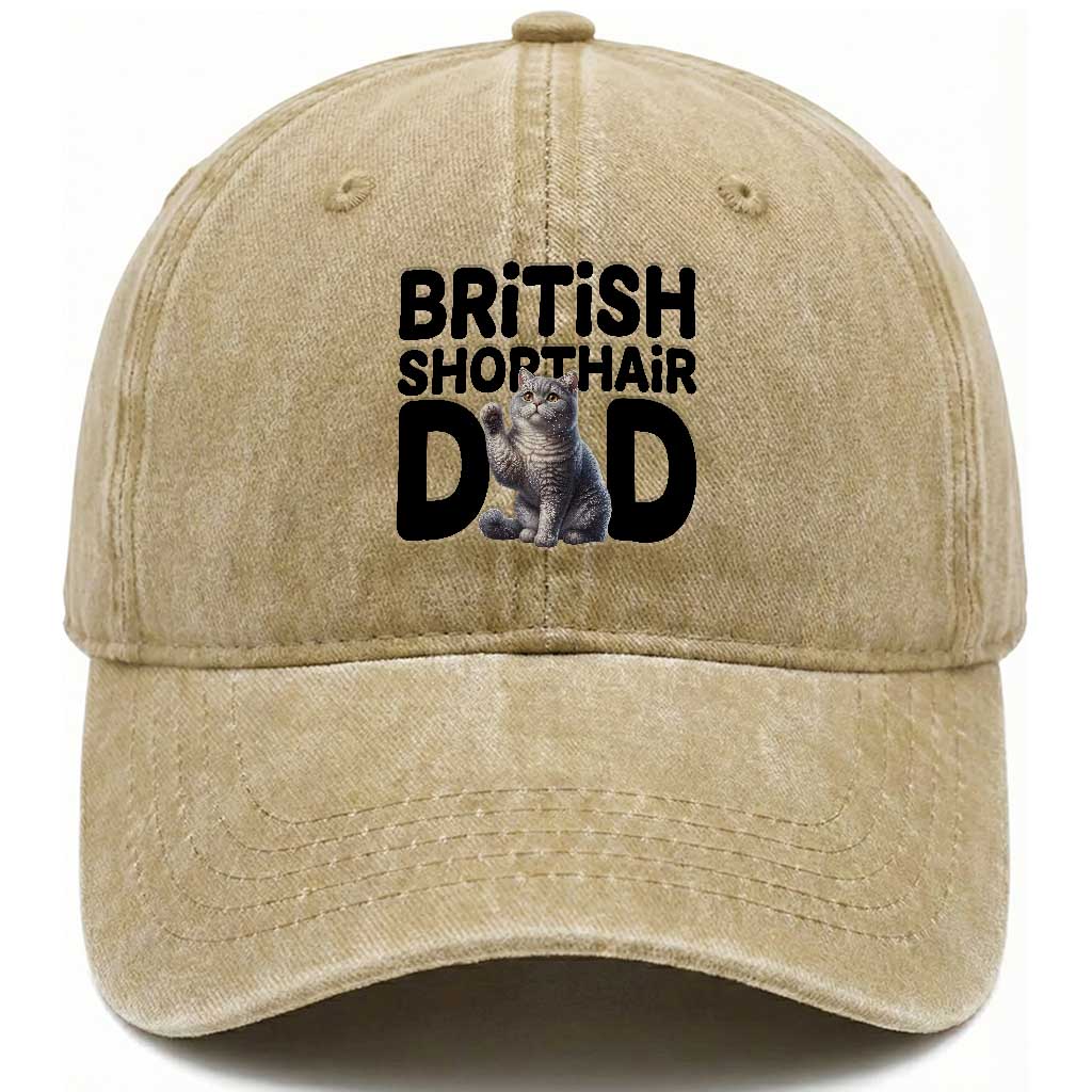 Proud British Shorthair Dad Washed Cotton Baseball Cap Cute Cat Fathers Day Gift