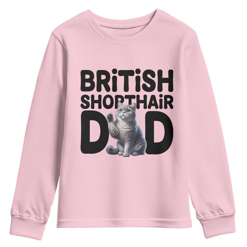 Proud British Shorthair Dad Youth Sweatshirt Cute Cat Fathers Day Gift