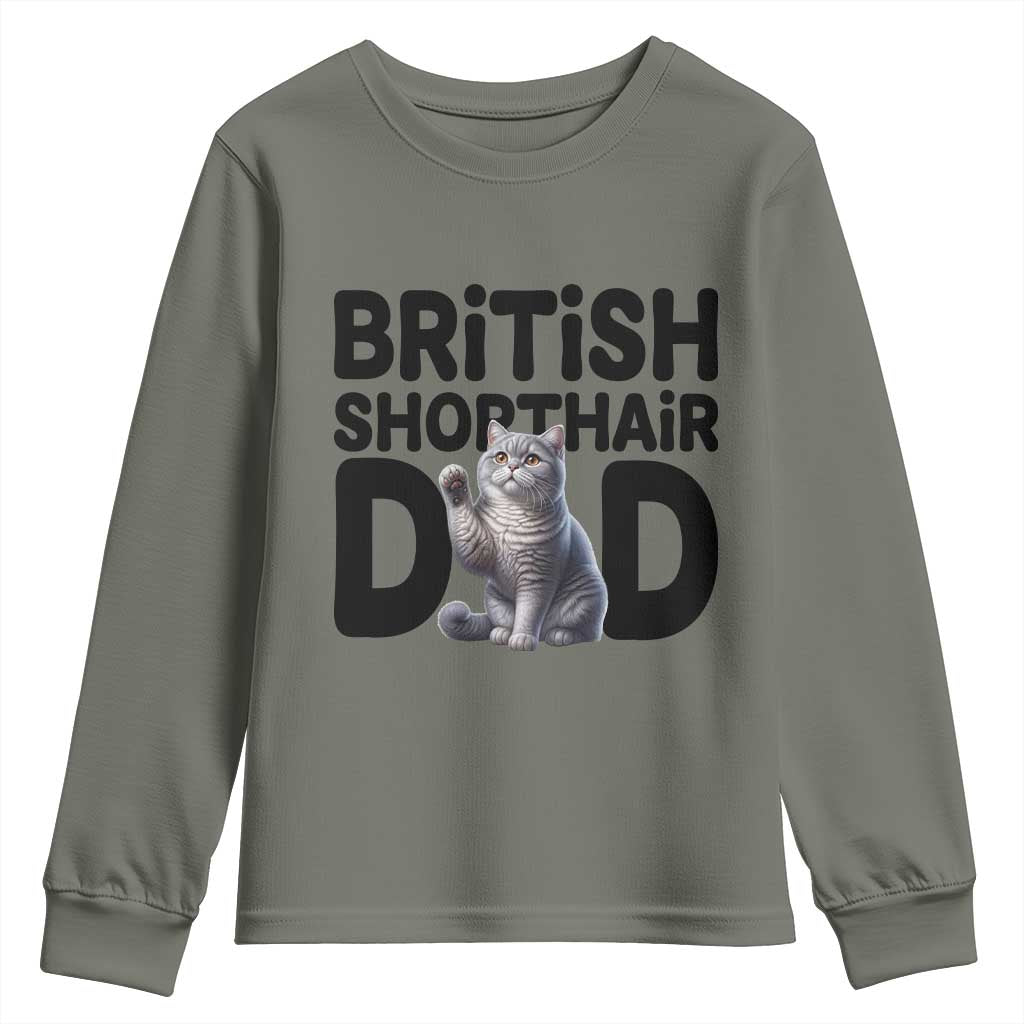 Proud British Shorthair Dad Youth Sweatshirt Cute Cat Fathers Day Gift