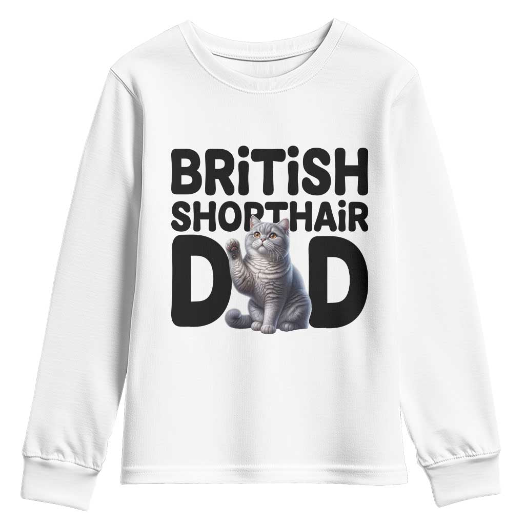 Proud British Shorthair Dad Youth Sweatshirt Cute Cat Fathers Day Gift