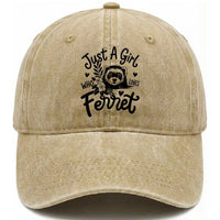 Just a Girl Who Loves Ferrets Washed Cotton Baseball Cap Exotic Pet Owner Gift