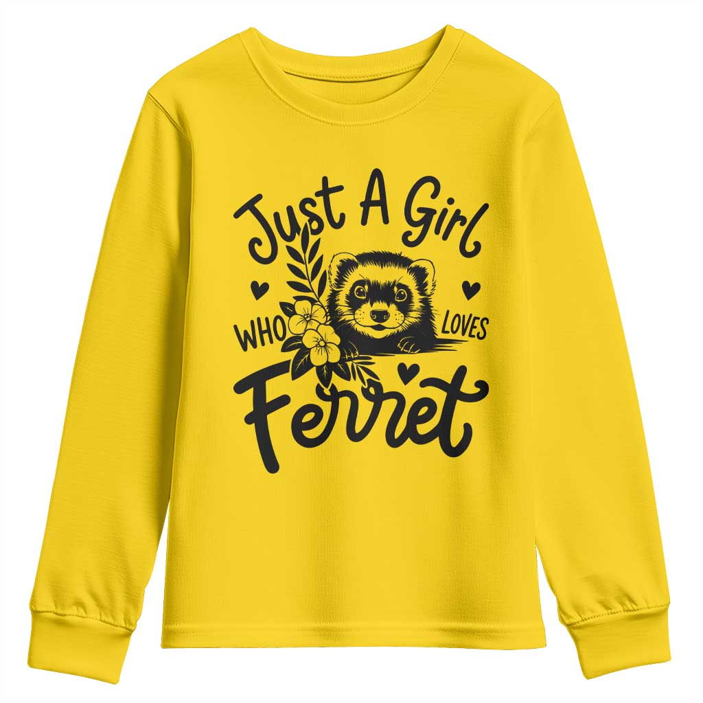 Just a Girl Who Loves Ferrets Youth Sweatshirt Exotic Pet Owner Gift