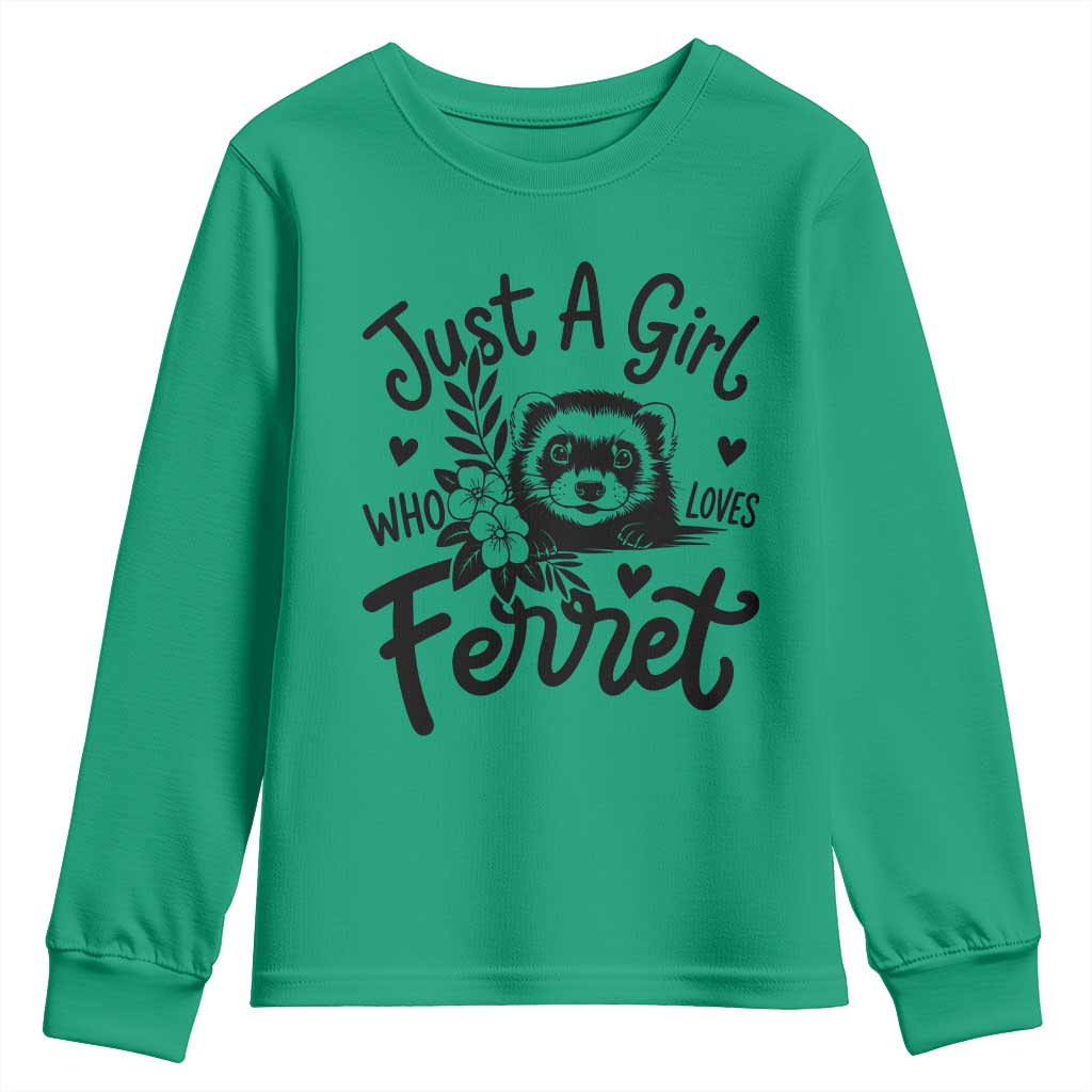 Just a Girl Who Loves Ferrets Youth Sweatshirt Exotic Pet Owner Gift