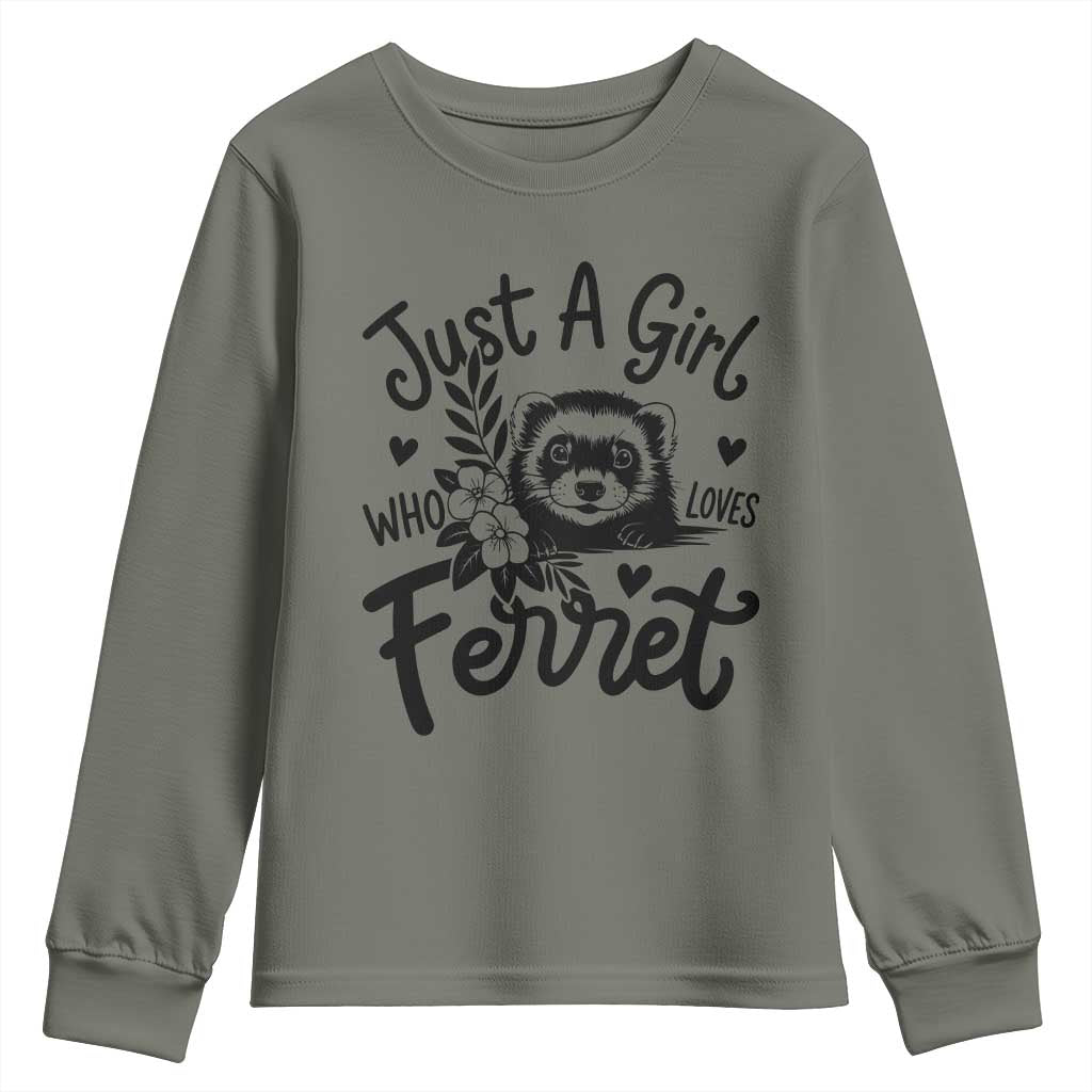 Just a Girl Who Loves Ferrets Youth Sweatshirt Exotic Pet Owner Gift