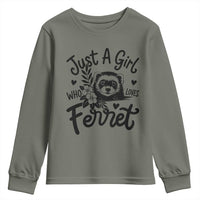 Just a Girl Who Loves Ferrets Youth Sweatshirt Exotic Pet Owner Gift