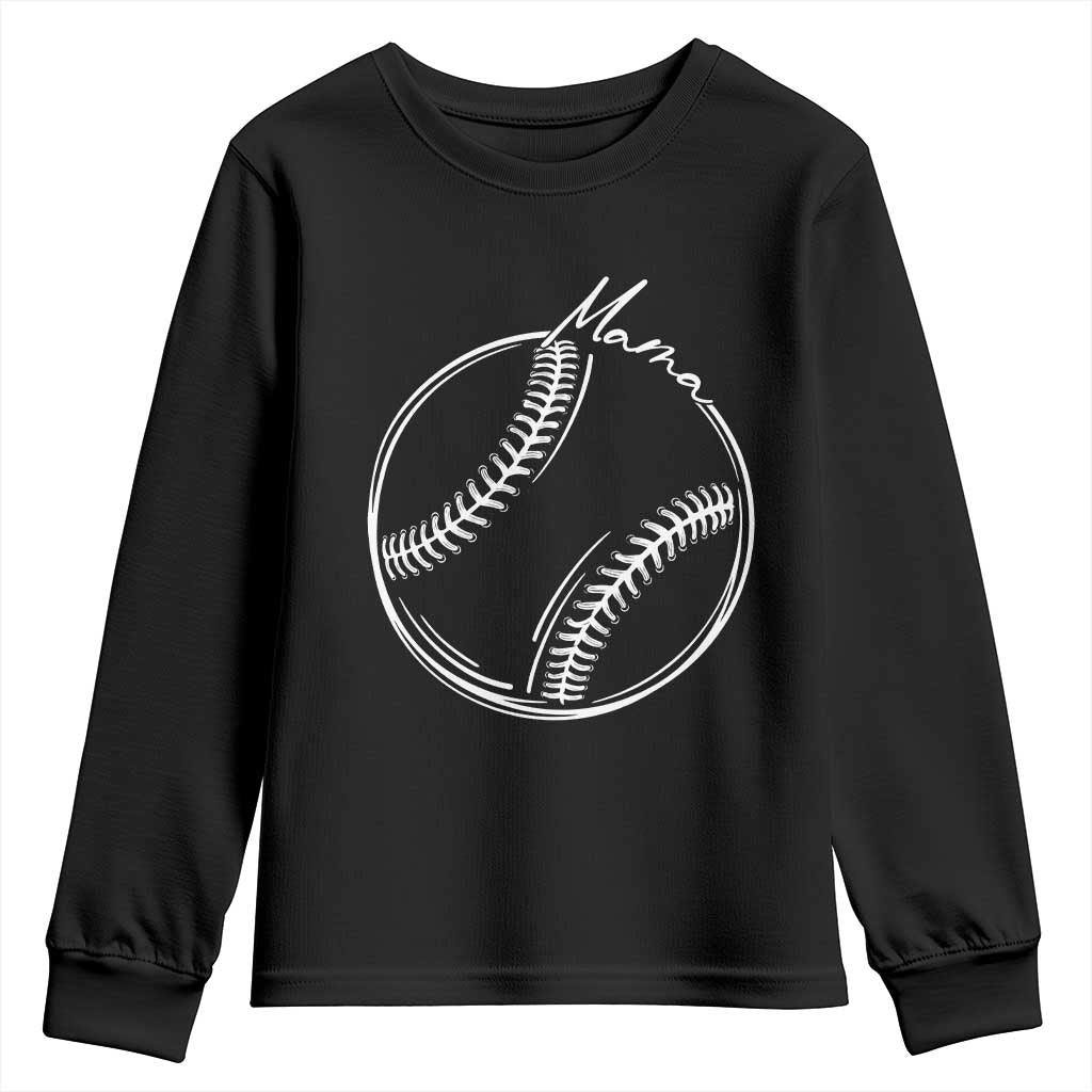 Baseball Mama Graphic Youth Sweatshirt Game Day Gift For Baseball Moms