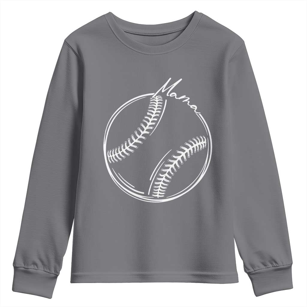 Baseball Mama Graphic Youth Sweatshirt Game Day Gift For Baseball Moms
