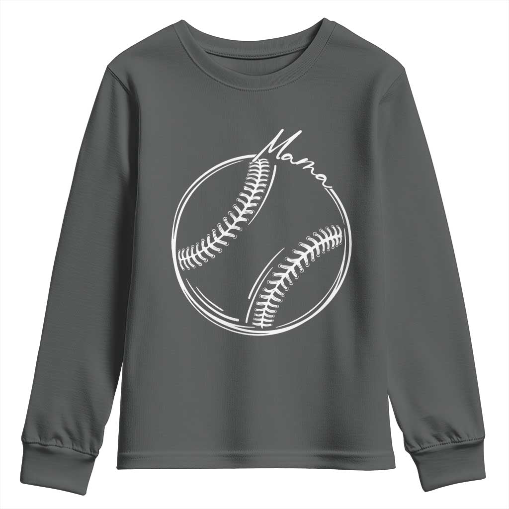 Baseball Mama Graphic Youth Sweatshirt Game Day Gift For Baseball Moms